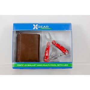X Gear Sprocket Series Red Multi-Function Tool & LED Light with Tri-fold Wallet